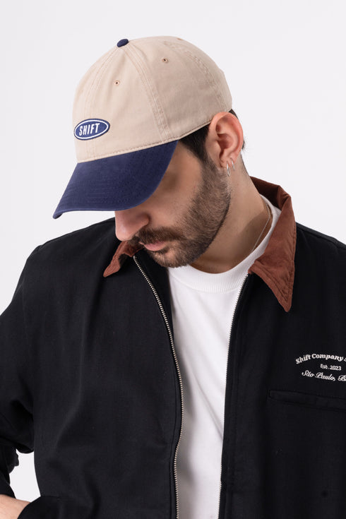 Dad Hat Patch Beige/Navy